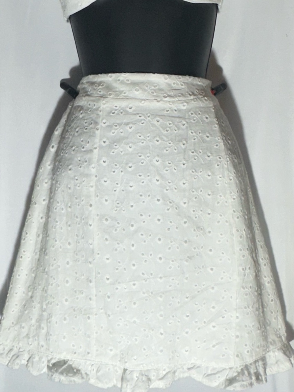 White Eyelet Ruffle Mini Skirt Size M Same Day Shipping